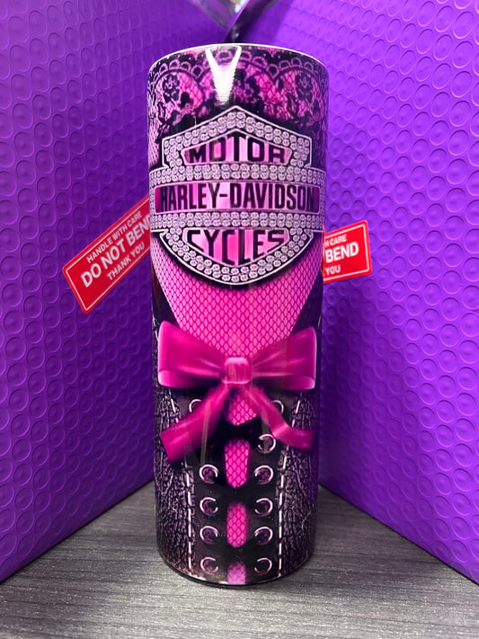 Hot pink Harley tumbler