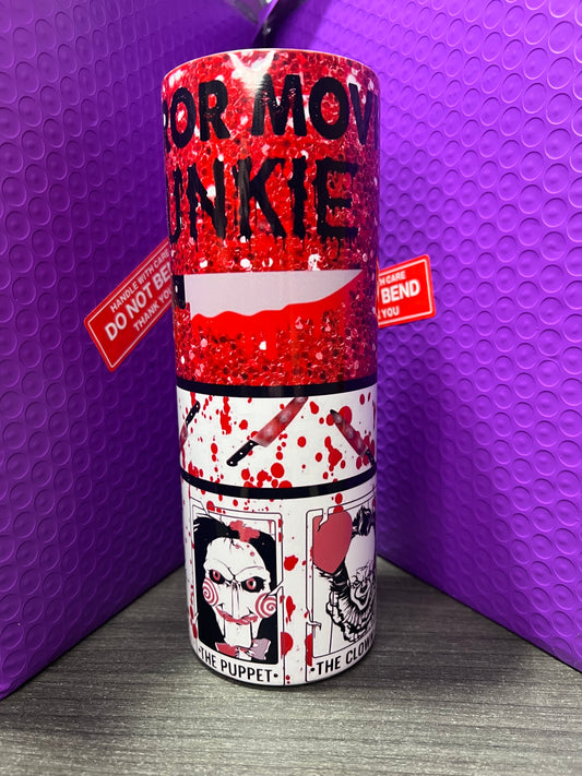 Horror movie junkie tumbler